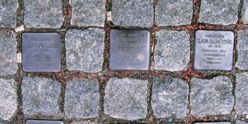 Foto von Stolpersteinen, die im Stadtgebiet Barsinghausen in der Straße verlegt sind