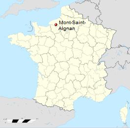 Eine Karte Frankreichs mit der Markierung der Lage von Mont-Saint-Aignan
