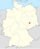 Landkarte der Bundesrepublik mit einer Markierung der Stadt Wurzen