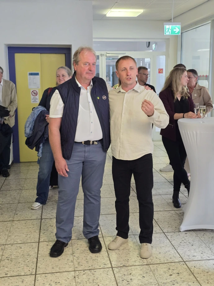 Bürgermeister Schünhof mit einem Mitglied des Stadtrats aus Kovel